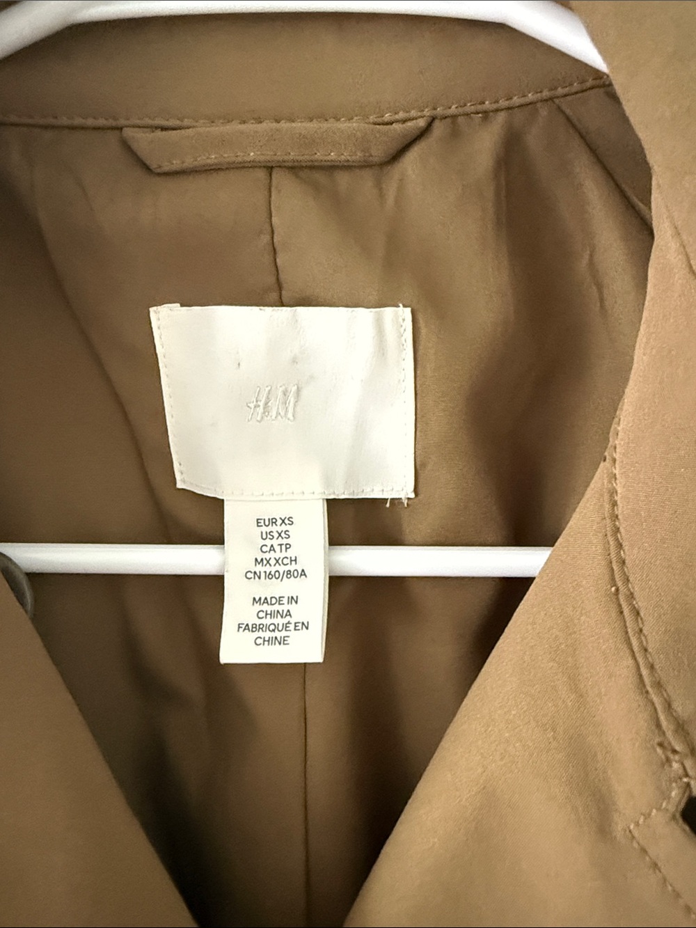 H&M Olive Tan Double-Breasted Trench Coat with Beltr XS OVERSIZED - Picture 2 of 11